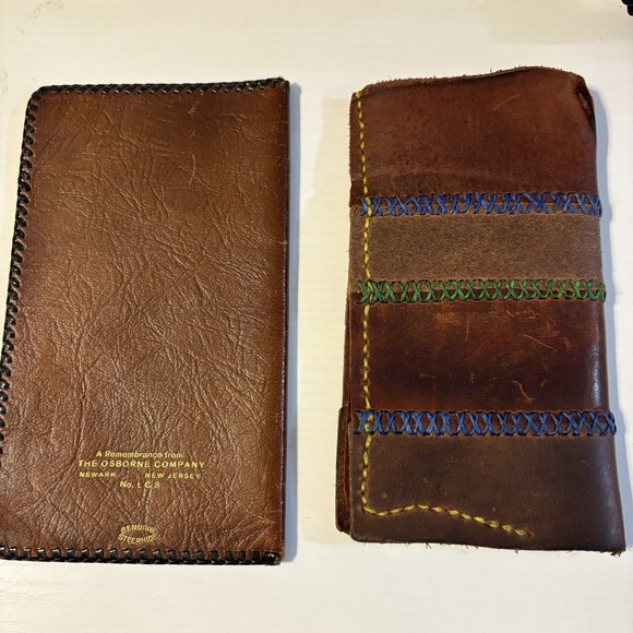 Vintage Osborne Co Leather Checkbook Cover Wallet Set Genuine Steerhide USA Made - Picture 1 of 14